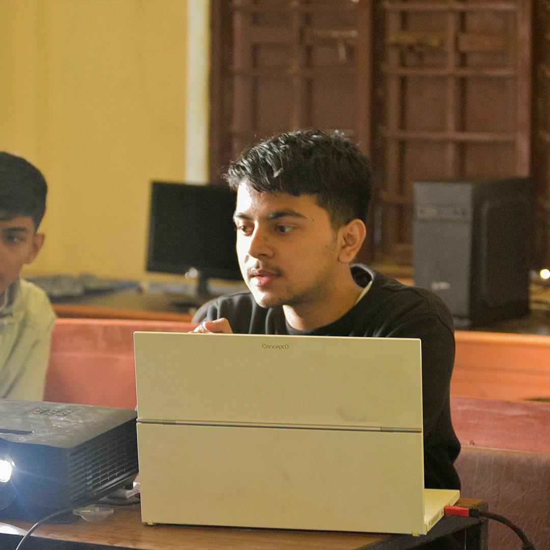 Nirmal operating computer at battle of presentation 2018